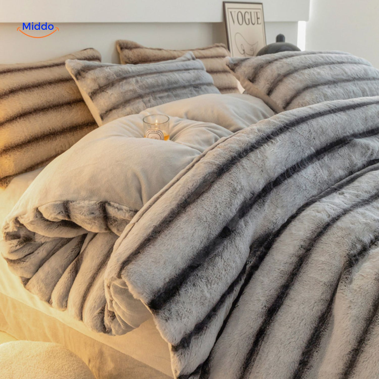 SnuggleBunny pluche set grijs luxe bed set www.middo.nl