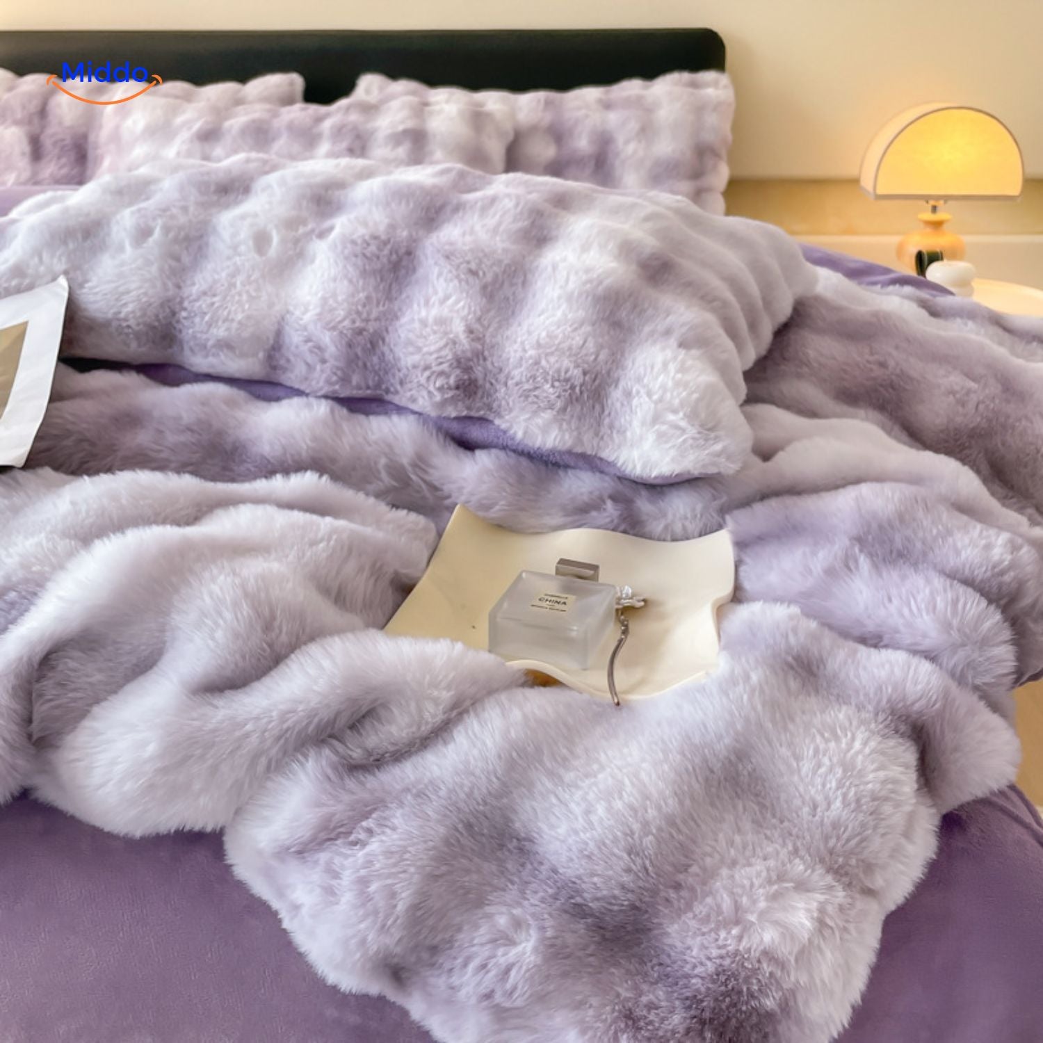 SnuggleBunny pluche set lila bed set met kussens www.middo.nl