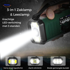 SolarPower Pro 3 mode zaklamp met led verlichting www.middo.nl