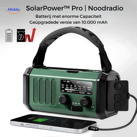 SolarPower Pro radio met lamp en 10000mah batterij www.middo.nl