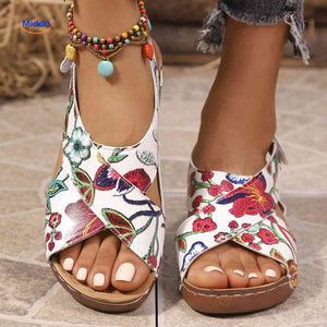 Soleva Sandalen bloemenprint sandalen met comfortzool www.middo.nl