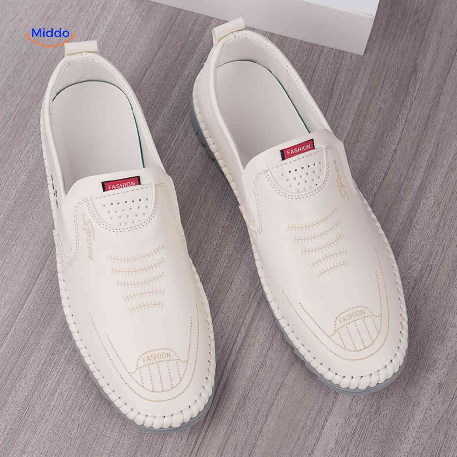 Solura Loafers wit heren slip on trendy casual comfortabele schoenen www.middo.nl