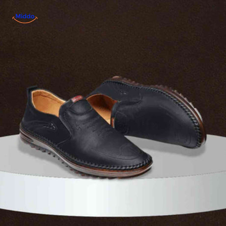 Solura Loafers zwart heren slip on casual mode comfort schoenen www.middo.nl