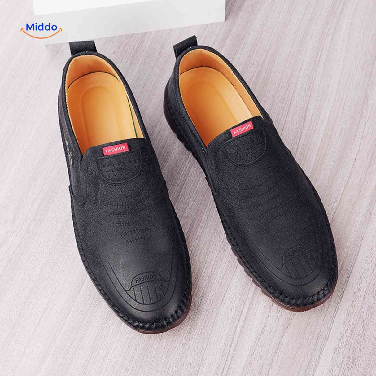 Solura Loafers zwart heren slip on leer casual fashion schoenen www.middo.nl