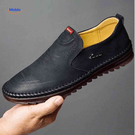 Solura Loafers zwart heren slip on lichtgewicht comfortabele schoenen www.middo.nl