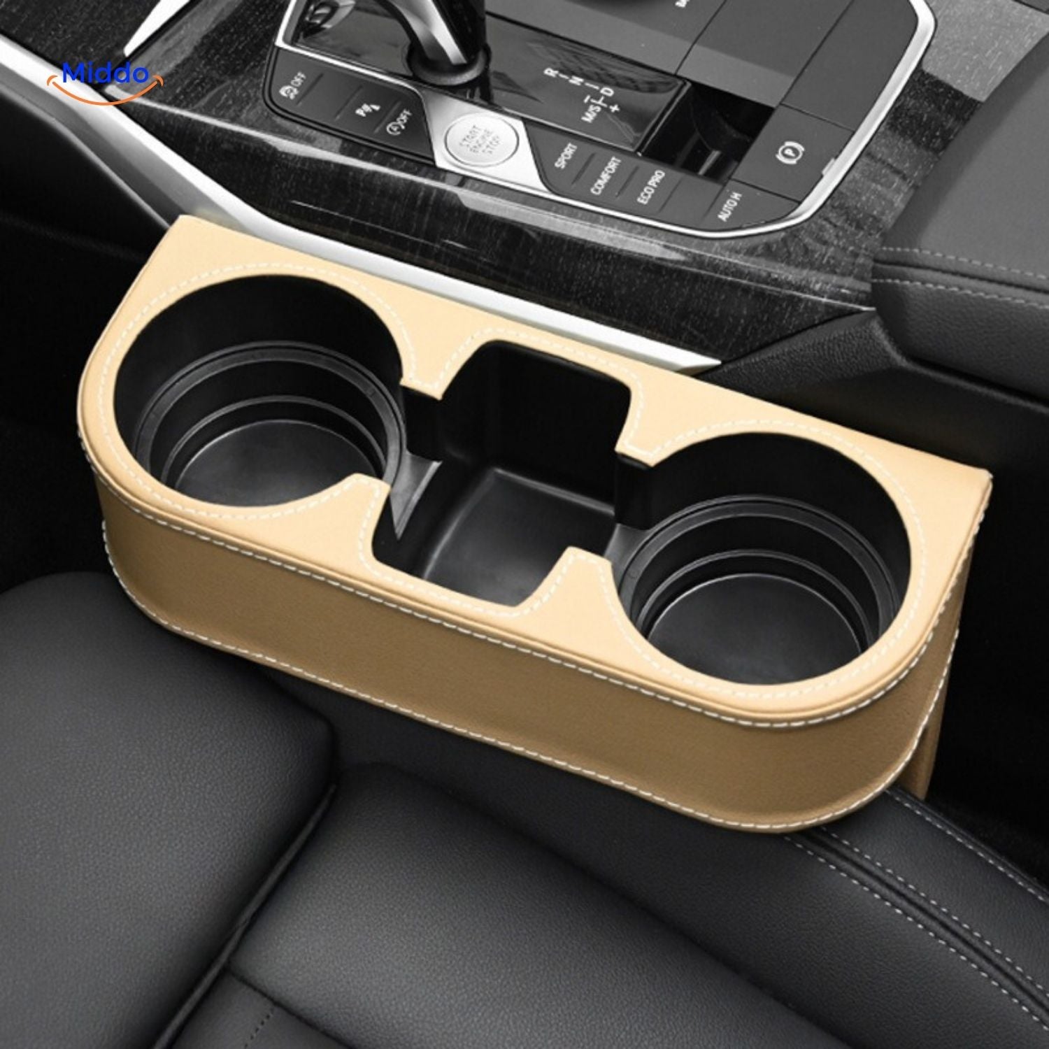 SpaceMate Autostoel Organizer grijs met ruimte voor twee bekers www.middo.nl