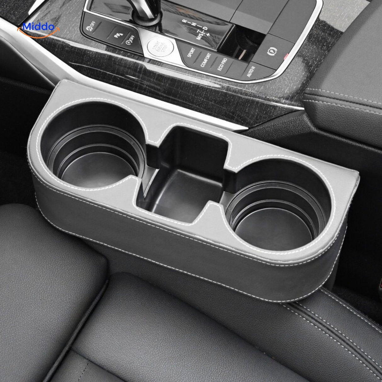 SpaceMate Autostoel Organizer zwart met rode stiksels www.middo.nl