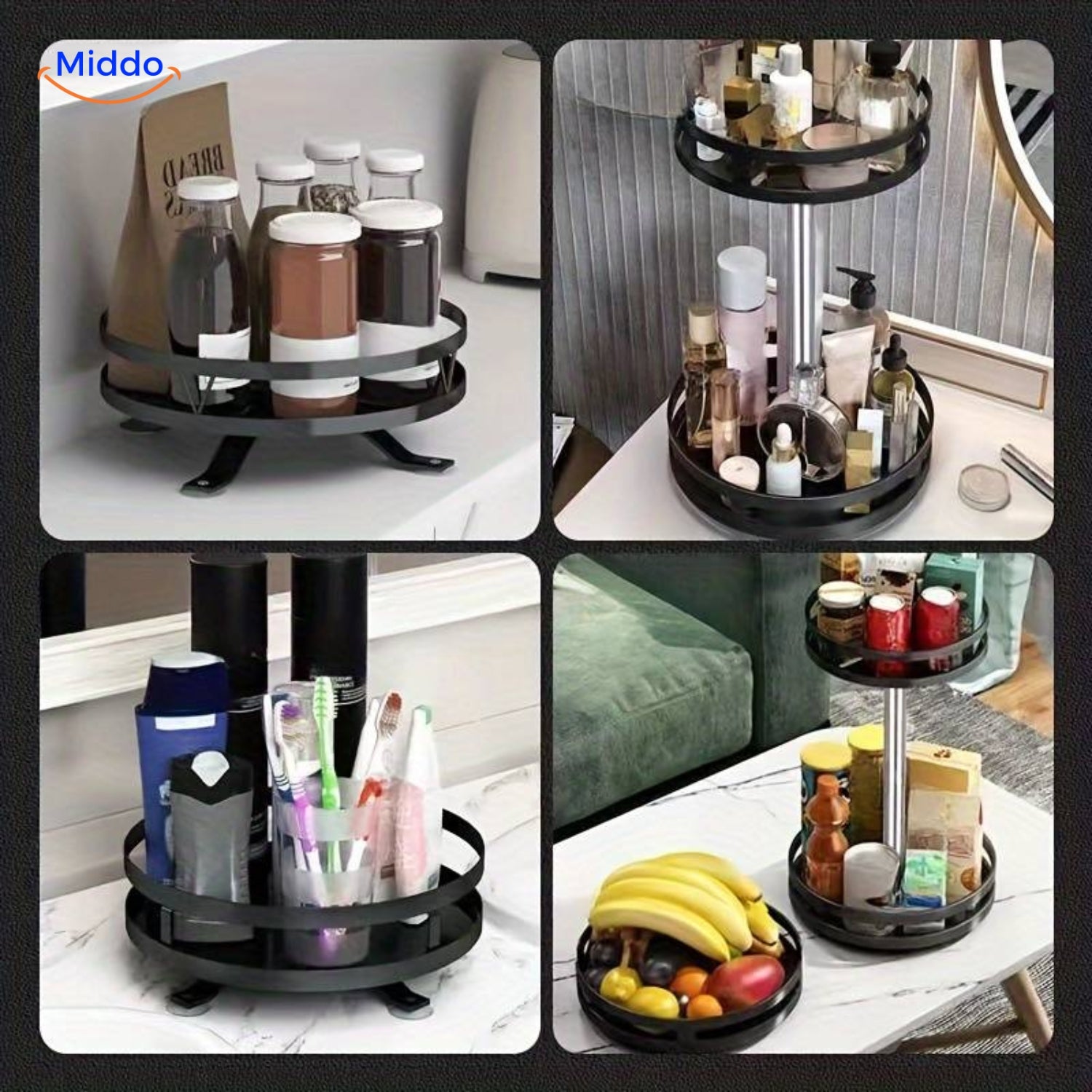 2-Niveaus Fruitmand Voor In De Keuken - Zwarte Etagère Voor Groenten En Fruit Etagere 2-Niveaus Fruitmand Voor In De Keuken - Zwarte Etagère Voor Groenten En Fruit Etagere