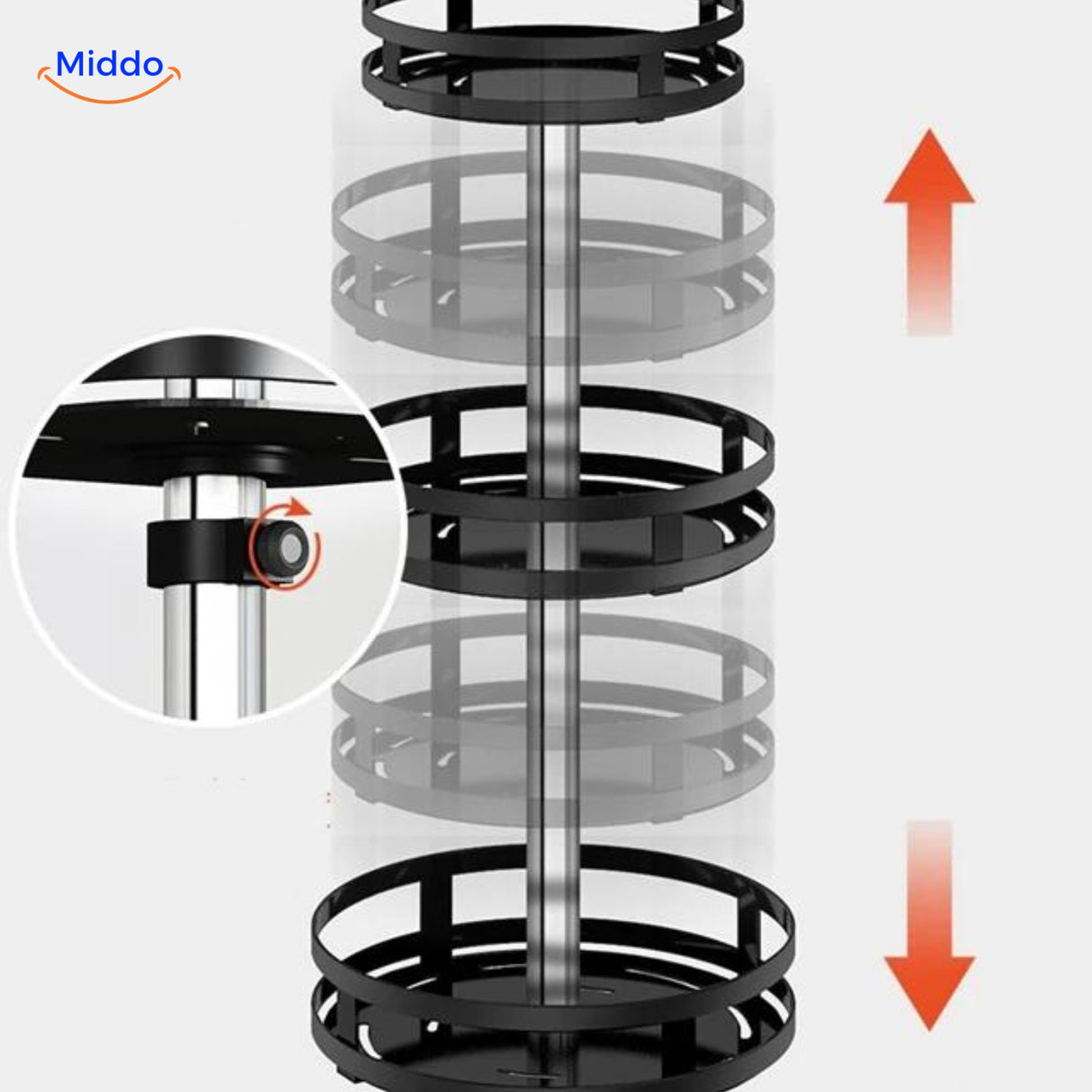 Verstelbare hoogtes SpinStore www.middo.nl