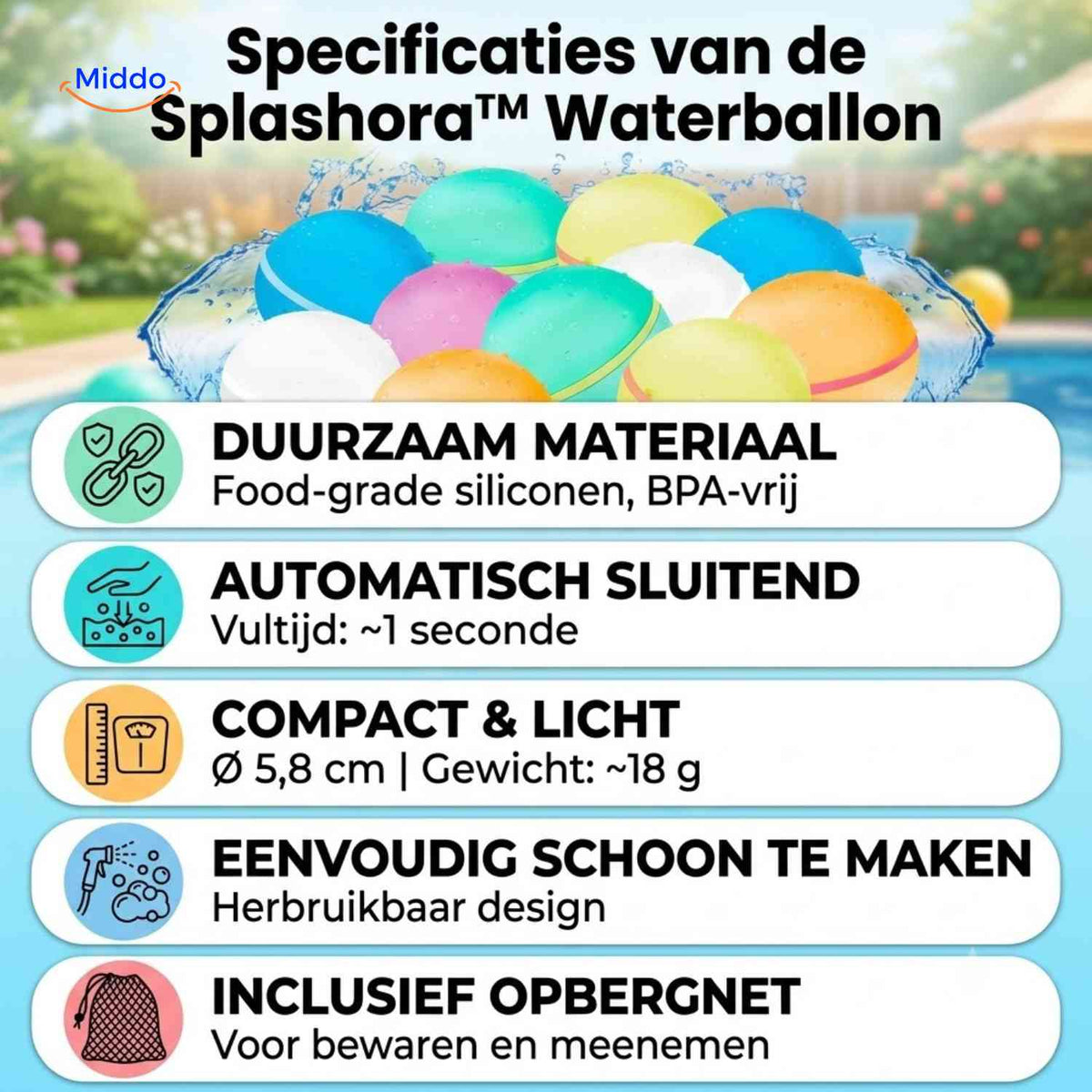Splashora Waterballon duurzaam ontwerp herbruikbaar siliconen www.middo.nl