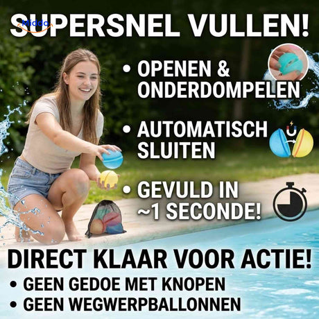 Splashora Waterballon snel vullen zwembad waterballon spel www.middo.nl