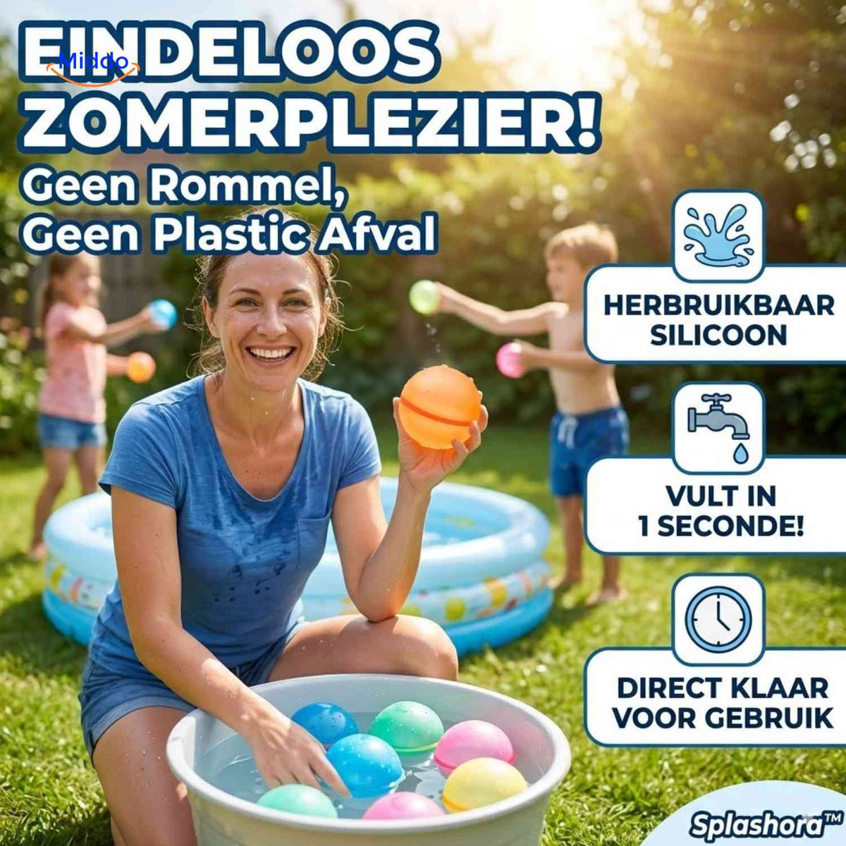 Splashora Waterballon vullen waterballon close up actie www.middo.nl