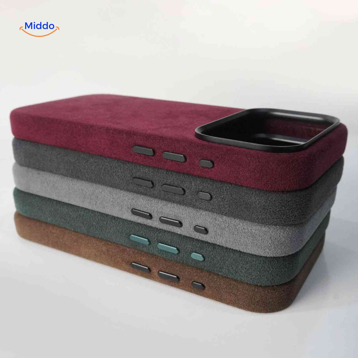Stapel gekleurde magsafe iphone hoesjes met meerdere kleuropties www.middo.nl