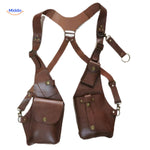 Steampunk Tote bruin lederen tas met hangen vakken www.middo.nl