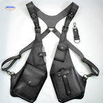 Steampunk Tote grijze lederen tas met hangen vakken www.middo.nl