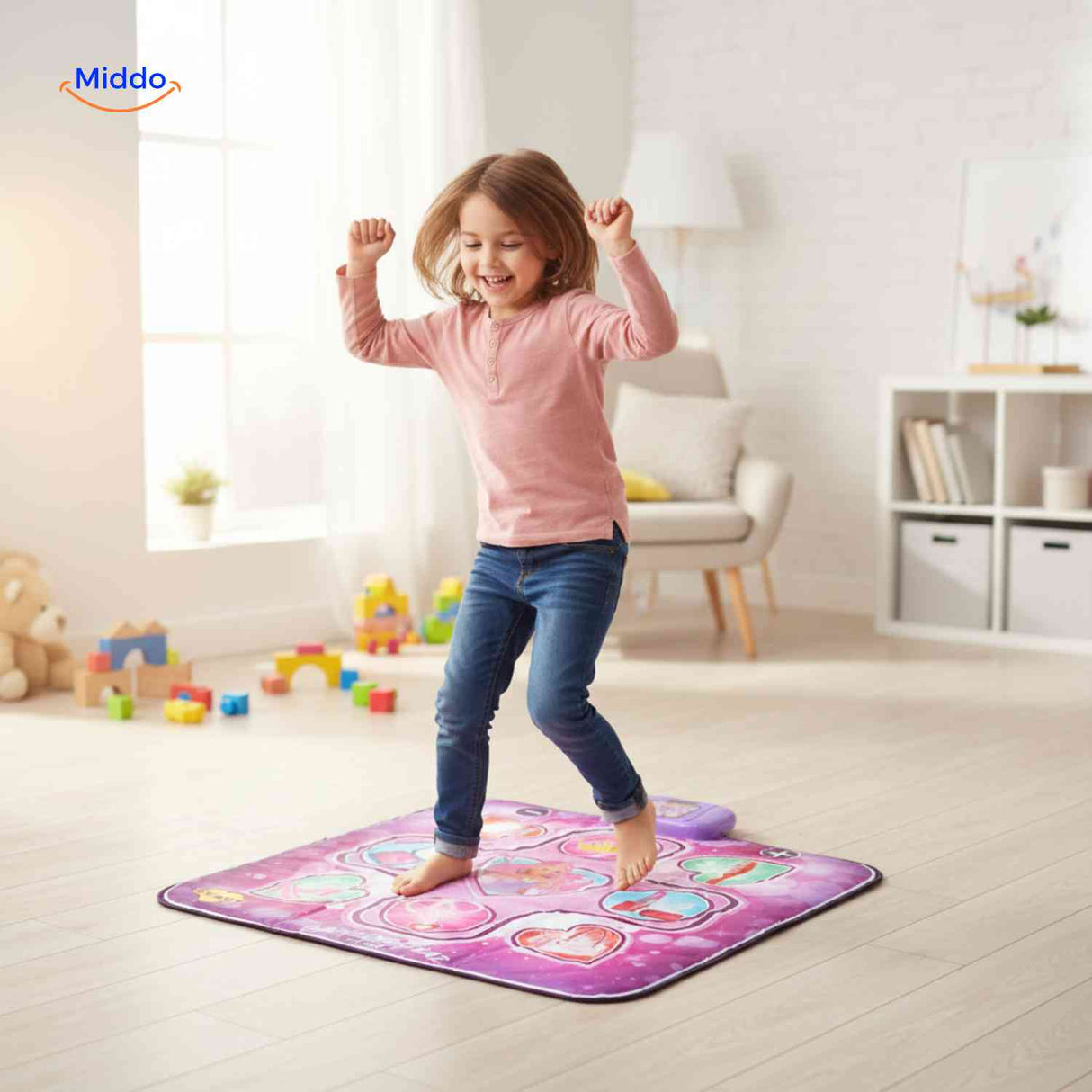 StepTune Dansmat kind danst op ruimte thema dansspeelmat www.middo.nl