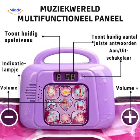 StepTune Dansmat muziekpaneel met speelniveau en volume bediening www.middo.nl