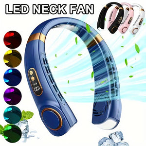 Nek ventilator met LED verlichting, verschillende kleuren.