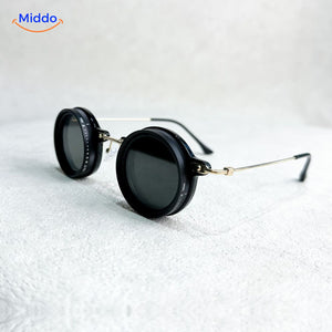 SunGuard ND9 round sunglasses with silver frame