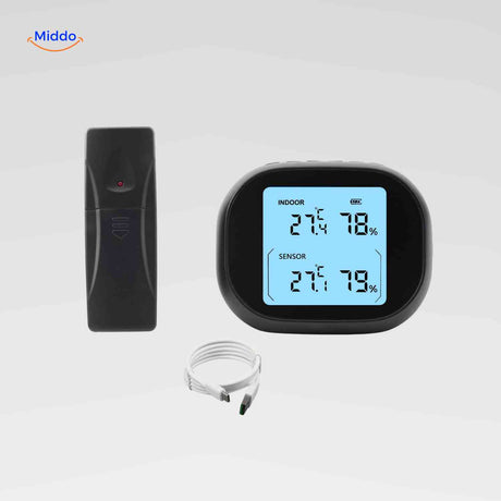 ThermoSense Meter digitale thermometer hygrometer met draadloze sensor www.middo.nl