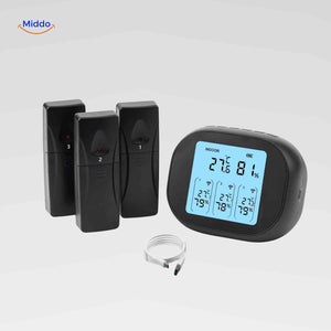 ThermoSense Meter thermometer hygrometer met drie draadloze sensoren www.middo.nl