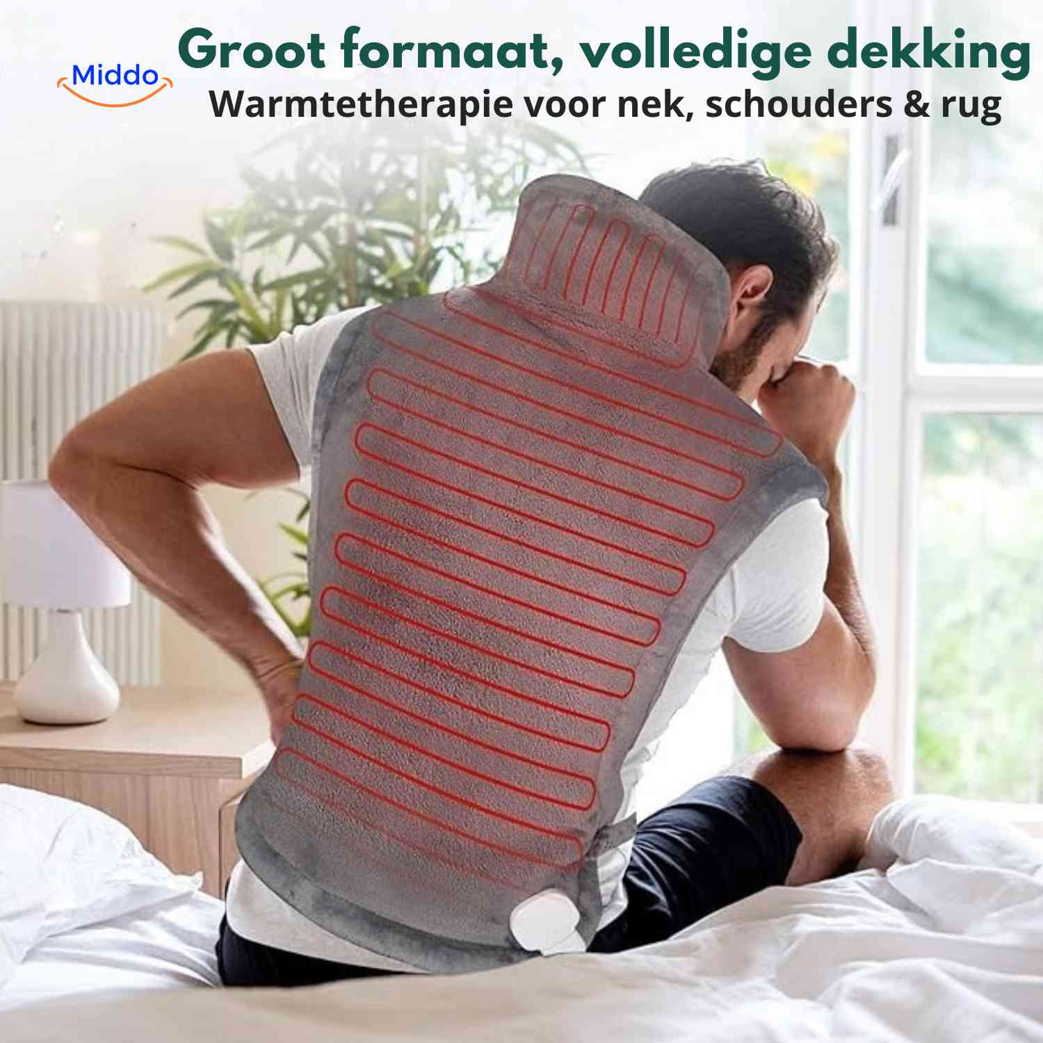 Thermowrap Sjaal groot formaat warmtetherapie rug nek schouders www.middo.nl