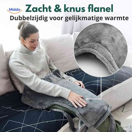 Thermowrap Sjaal zacht flanel dubbelzijdig warmtedeken www.middo.nl
