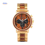 Timbero Houten Horloge houten chronograaf horloge met datumfunctie www.middo.nl