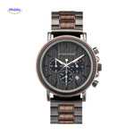 Timbero Houten Horloge houten chronograaf horloge met donkere houtlook www.middo.nl