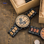 Timbero Houten Horloge houten chronograaf horloge met lichte houtnerf www.middo.nl