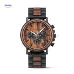 Timbero Houten Horloge houten chronograaf horloge met lichte wijzerplaat www.middo.nl