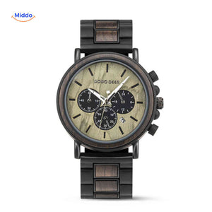 Timbero Houten Horloge houten chronograaf horloge met minimalistisch design www.middo.nl