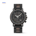 Timbero Houten Horloge houten chronograaf horloge met structuur wijzerplaat www.middo.nl