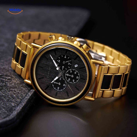 Timbero Houten Horloge luxe houten chronograaf horloge productfoto www.middo.nl