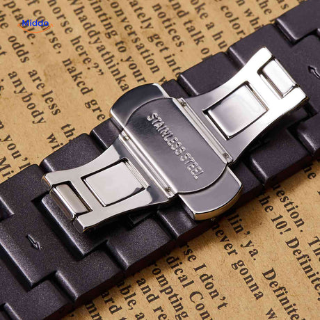 Timbero Houten Horloge roestvrijstalen sluiting houten horloge detail www.middo.nl