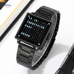 TimeMyst Vierkante Horloge zwart stalen band heldere cijfers www.middo.nl