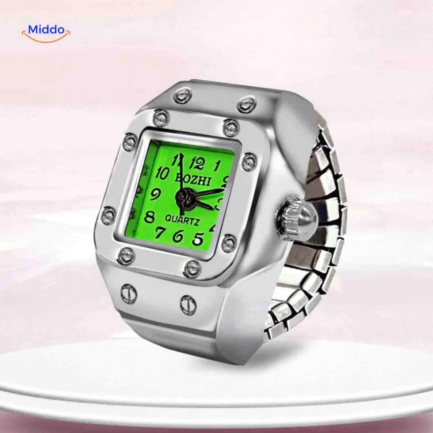 Timevera Ringhorloge Horloge Groene Kleur www.middo.nl