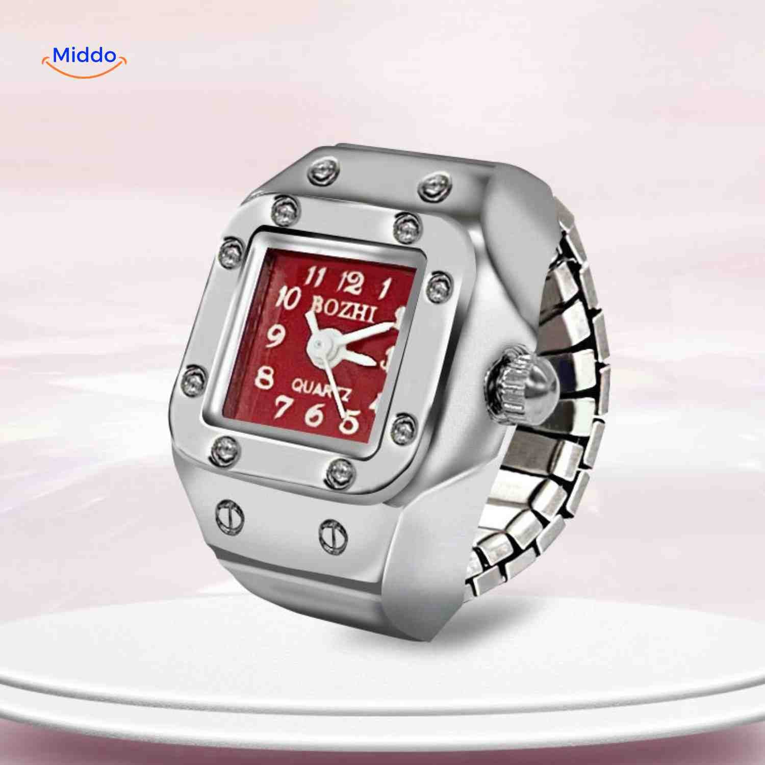 Timevera Ringhorloge rood modern unisex www.middo.nl