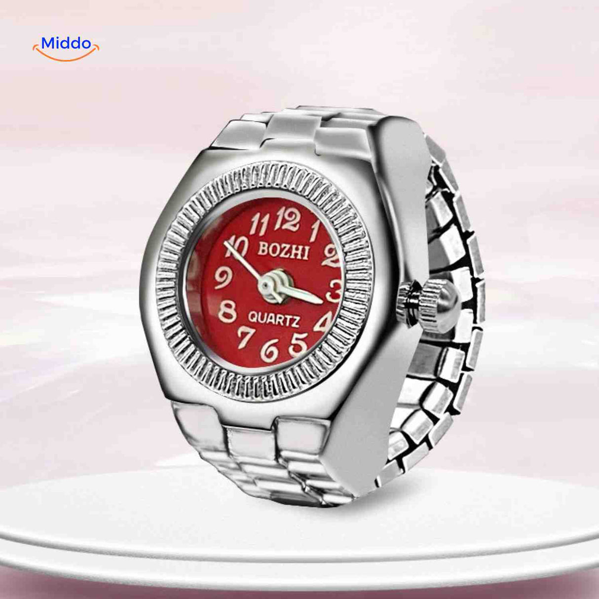 Timevera Ringhorloge rood rond elegant unisex www.middo.nl