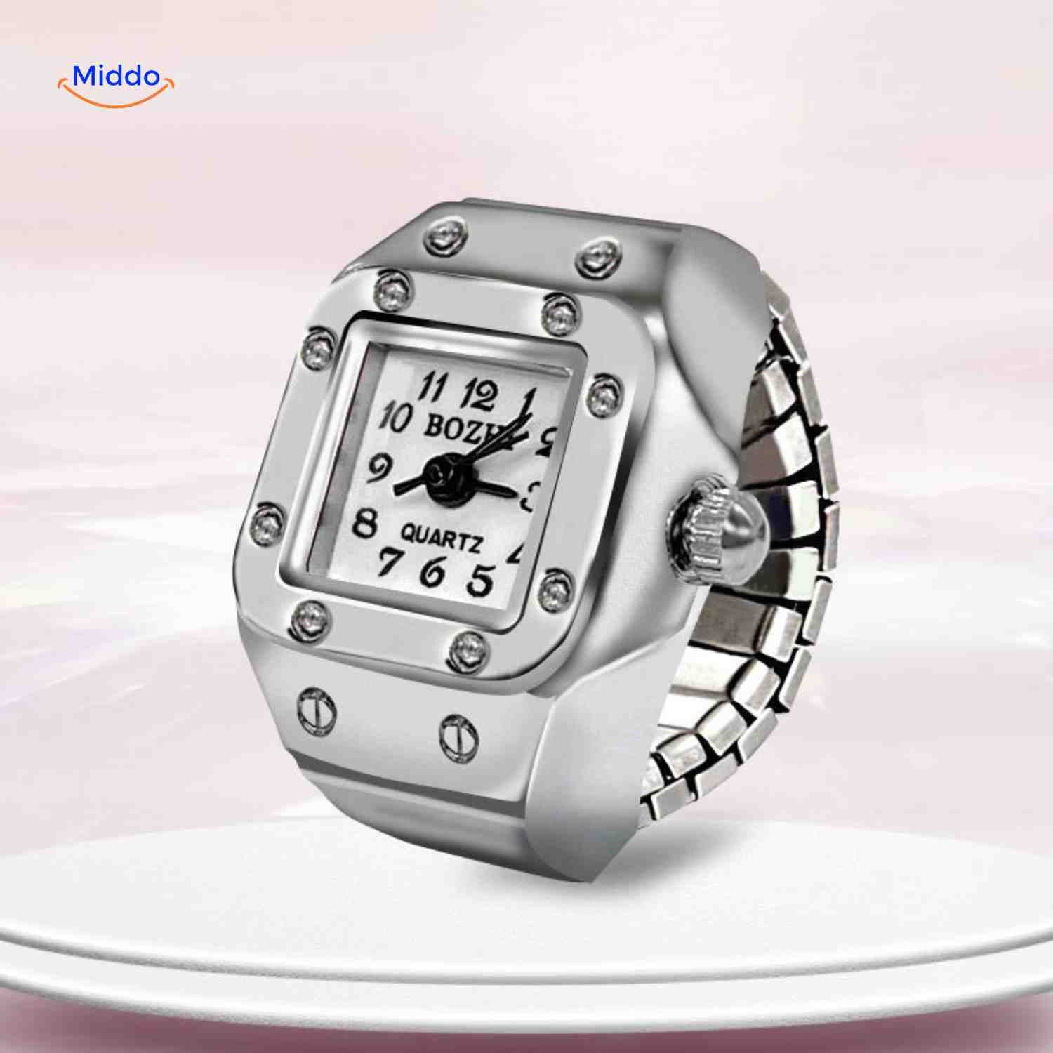 Timevera Ringhorloge wit dial elegant unisex www.middo.nl
