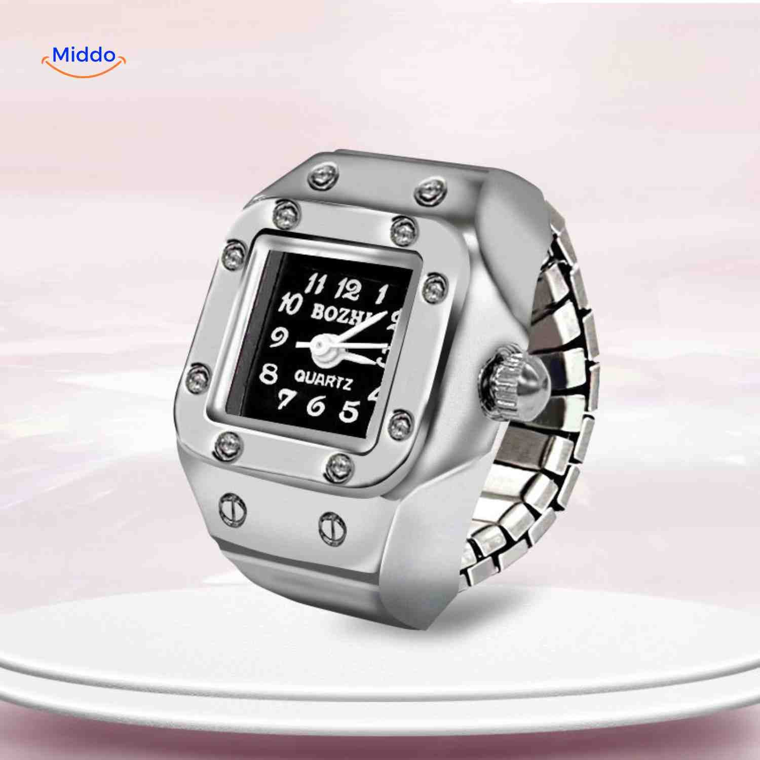 Timevera Ringhorloge zilver quartz dames heren www.middo.nl