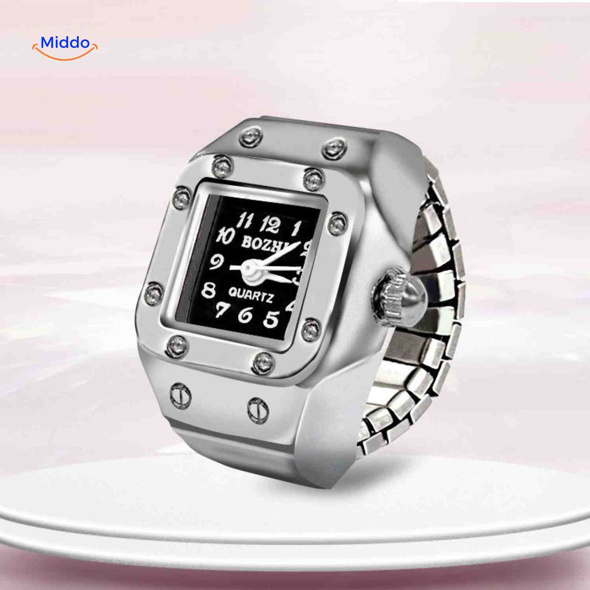 Timevera Ringhorloge zilver quartz dames heren www.middo.nl