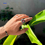 Timevera Ringhorloge zilver rood heren hand trendy www.middo.nl