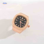 Timora Ringhorloge rose goud zwarte wijzerplaat www.middo.nl