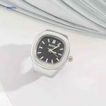 Timora Ringhorloge zilver zwarte wijzerplaat www.middo.nl