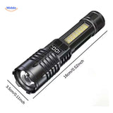 Torchlite Zaklamp compacte ledlamp met display en afmetingen www.middo.nl