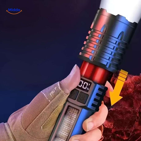 Torchlite Zaklamp oplaadbare ledlamp met schroefbare kop en indicator www.middo.nl