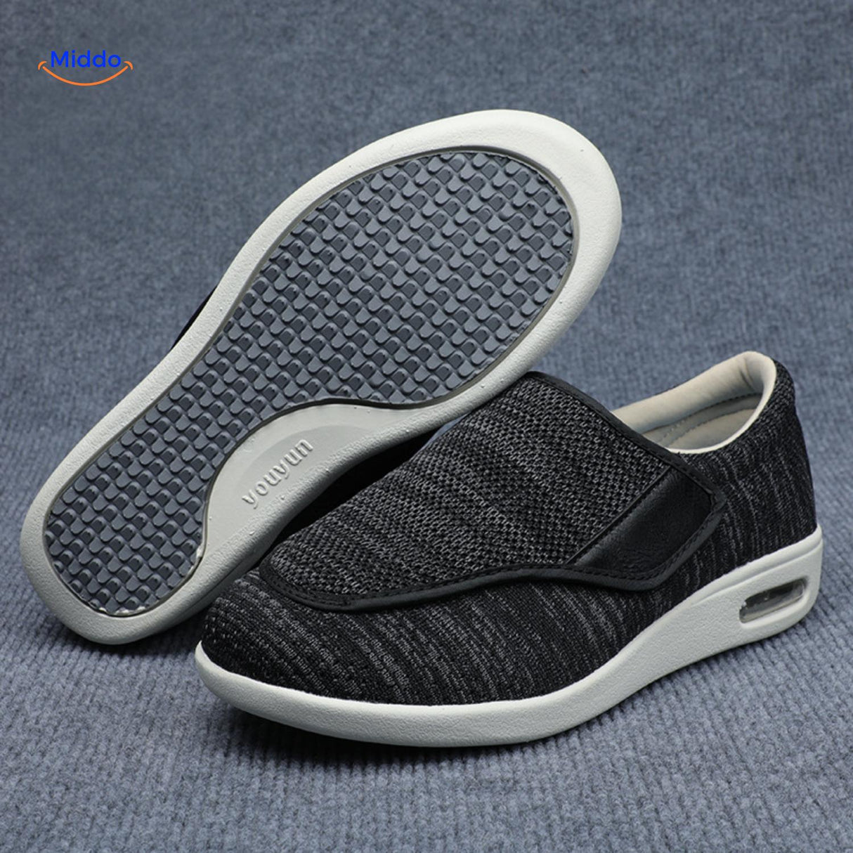 Trendstep schoenen zwart met grijze accents en luchtkussen middo.nl