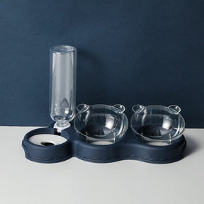 Lege TripleFeeder voedertray met twee kommen en waterfles.