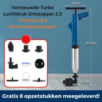 Turbo Luchtdruk Ontstopper blauw model in gebruik